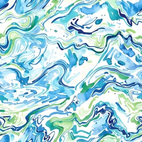 Tiki Tides  - Blue/Green Wallpaper - New