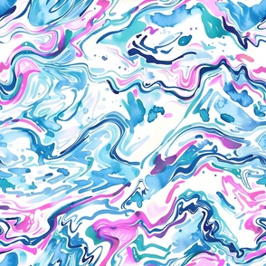 Tiki Tides  - Magenta/Blue Wallpaper - New
