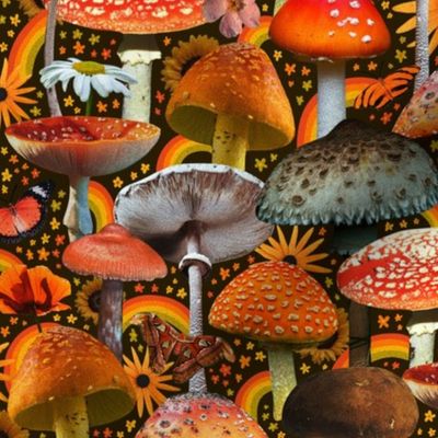 Mushroom Collage Print in Green