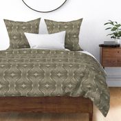 Interweaving lines textured elegant geometric with hexagons and diamonds - earthy vintage olive green - large