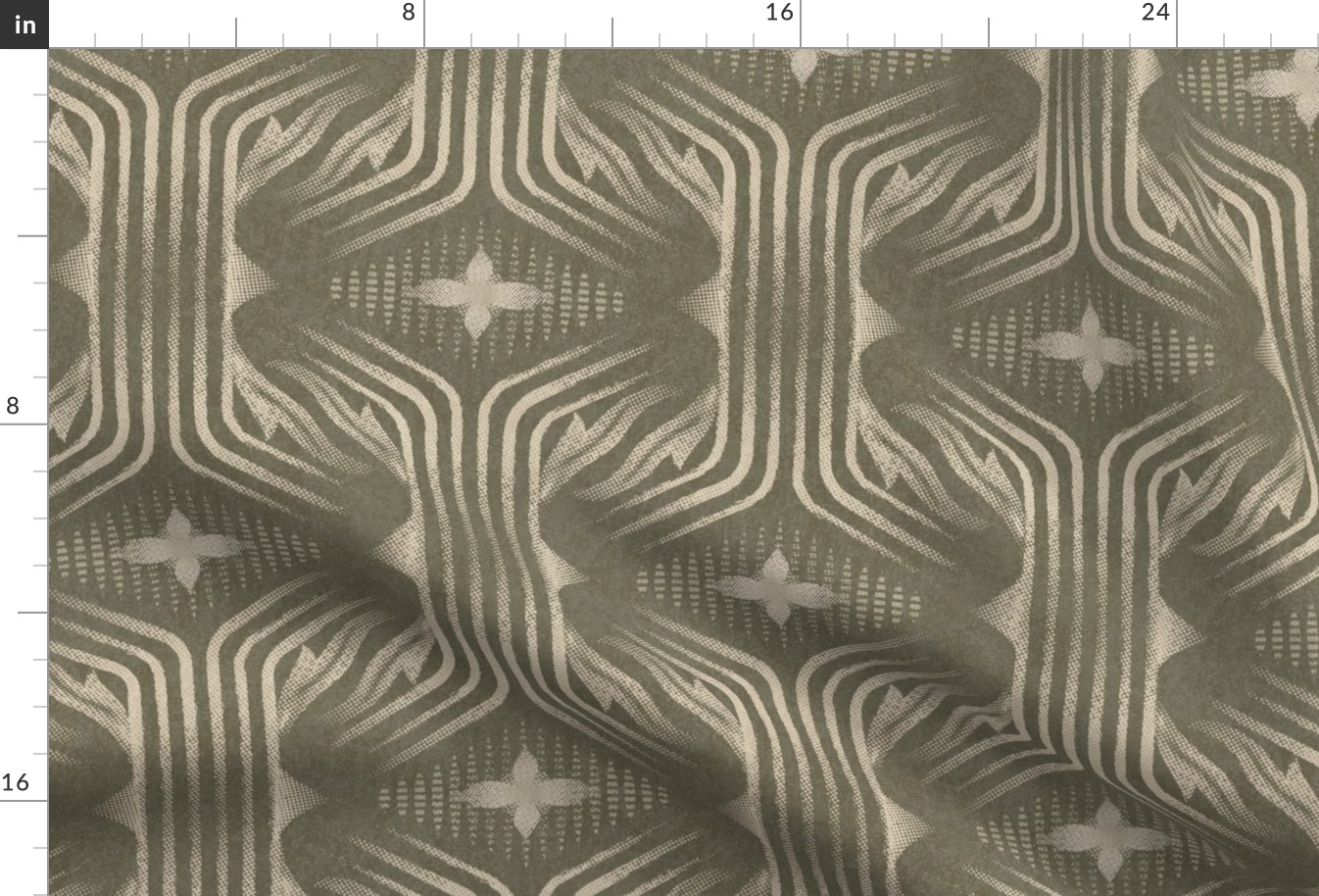 Interweaving lines textured elegant geometric with hexagons and diamonds - earthy vintage olive green - large