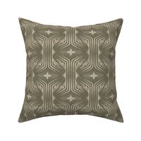 Interweaving lines textured elegant geometric with hexagons and diamonds - earthy vintage olive green - medium