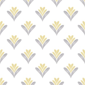 Floral Hearts Diamond in Grey, Yellow & White  Small