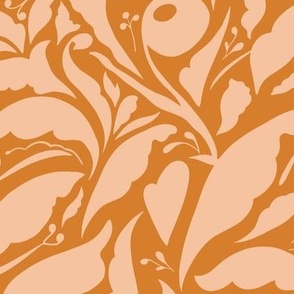 Large Scale // Organic Botanical Shapes - Peach Pink on Orange