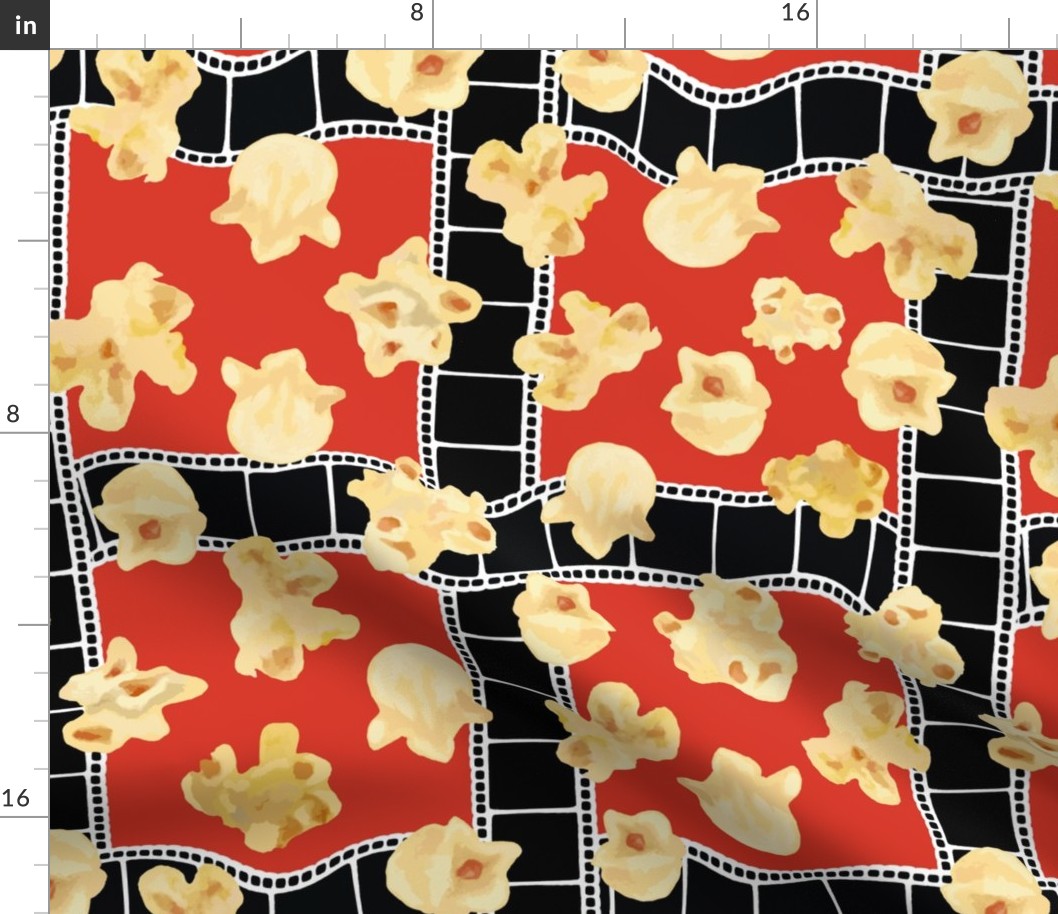 Movie Film Checkers & Buttered Popcorn - (L) Robust Red