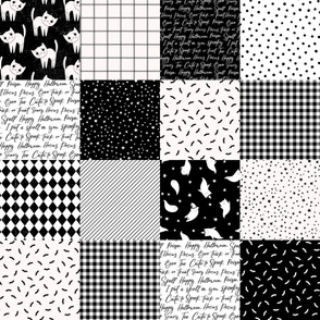Halloween Black and White  cheater quilt 6 inches squares