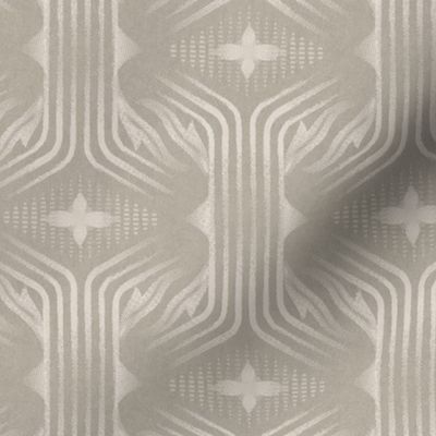 Interweaving lines textured elegant geometric with hexagons and diamonds - soft warm neutral greige, light beige - medium