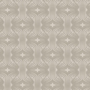 Interweaving lines textured elegant geometric with hexagons and diamonds - soft warm neutral greige, light beige - medium