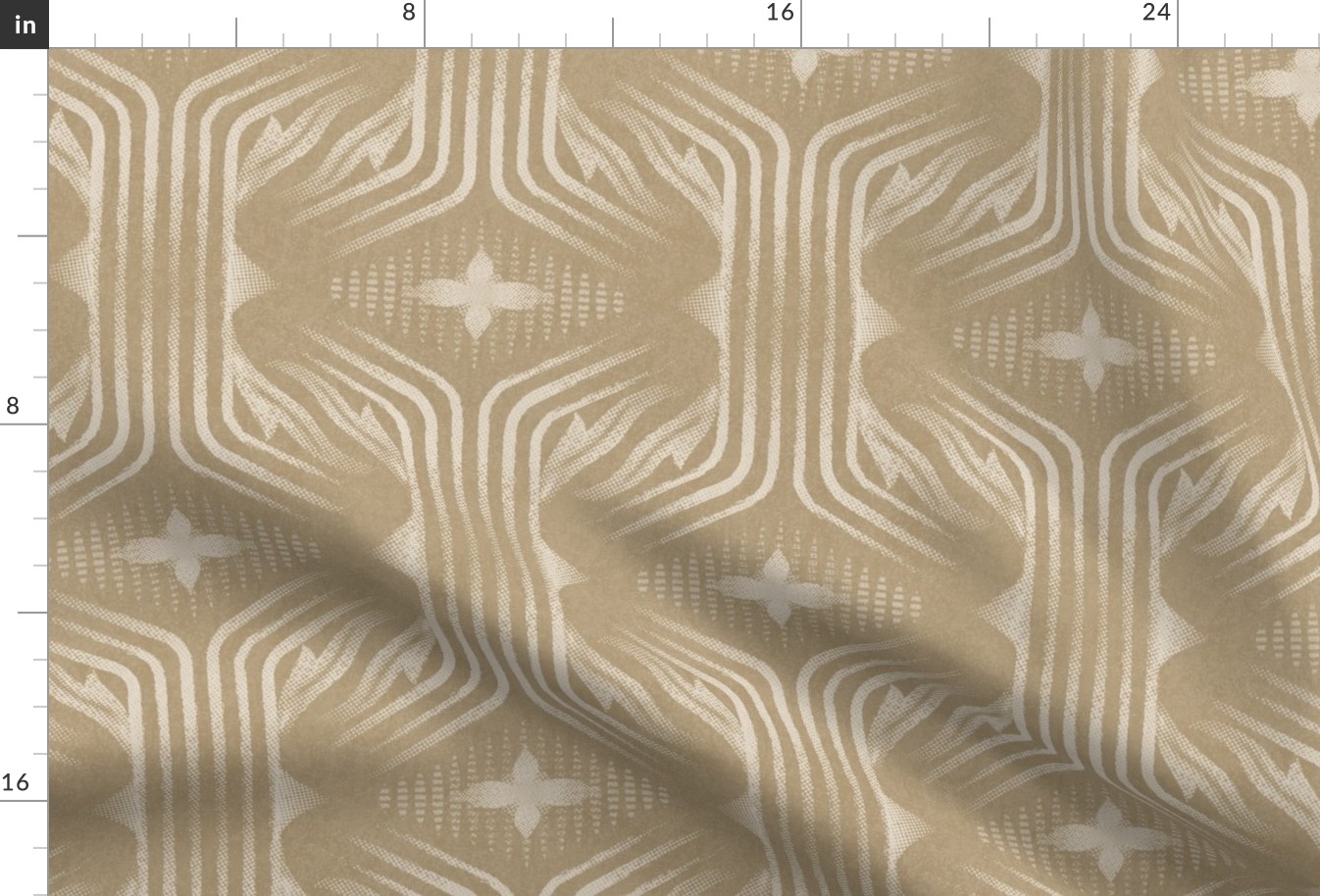 Interweaving lines textured elegant geometric with hexagons and diamonds - soft warm golden tan, muted mustard, taupe - extra large