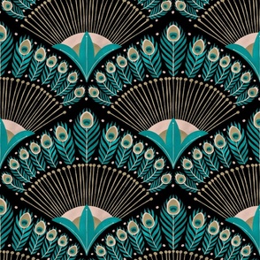 1920s art deco peacock wallpaper, medium