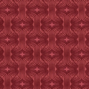 Interweaving lines textured elegant geometric with hexagons and diamonds - dramatic crimson, moody dark red - medium