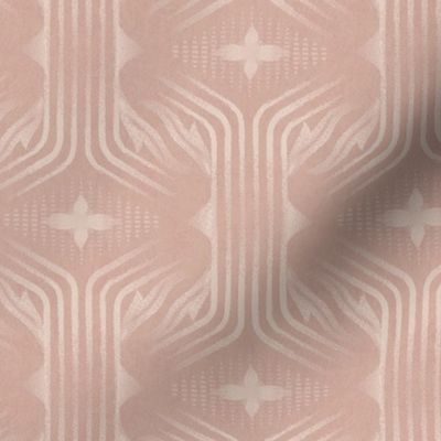 Interweaving lines textured elegant geometric with hexagons and diamonds - soft blush pink, earthy tonal pink - extra large