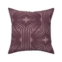 Interweaving lines textured elegant geometric with hexagons and diamonds - moody burgundy, dark maroon - large