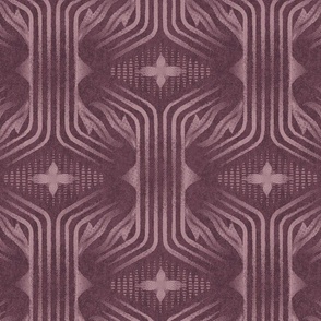 Interweaving lines textured elegant geometric with hexagons and diamonds - moody burgundy, dark maroon - large