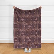 Interweaving lines textured elegant geometric with hexagons and diamonds - moody plum and rose, dark red-purple - extra large