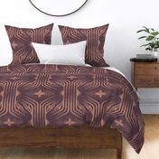 Interweaving lines textured elegant geometric with hexagons and diamonds - moody plum and rose, dark red-purple - extra large