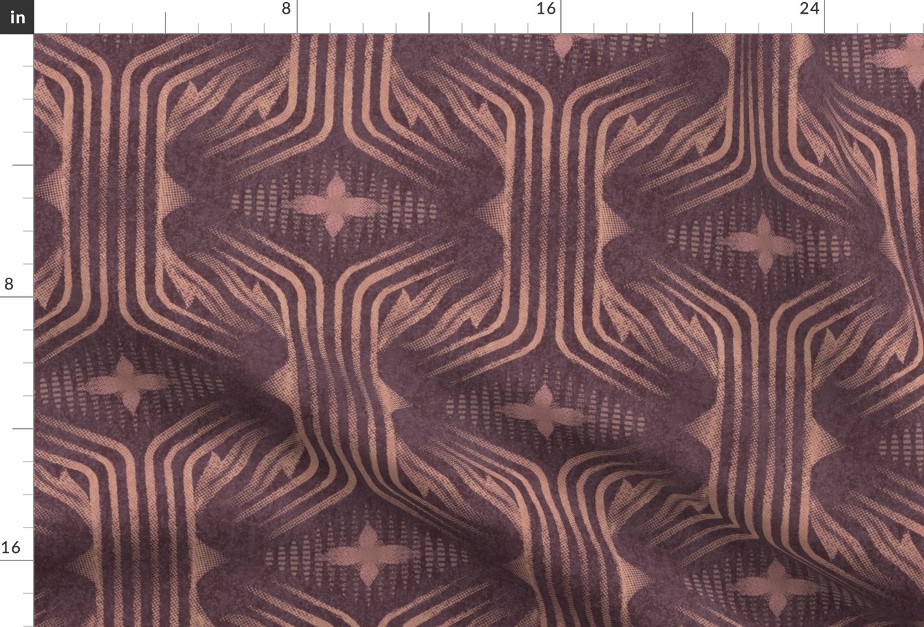 Interweaving lines textured elegant geometric with hexagons and diamonds - moody plum and rose, dark red-purple - large