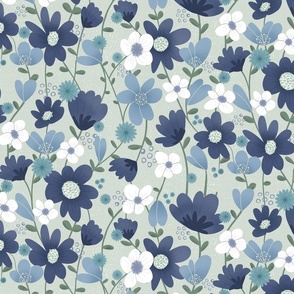 Floral Wonderland in Blues