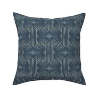 Interweaving lines textured elegant geometric with hexagons and diamonds - dark antique blue, moody blue - medium