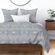 Interweaving lines textured elegant geometric with hexagons and diamonds -cool blue-grey, soft tonal blue - extra large
