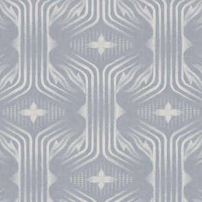 Interweaving lines textured elegant geometric with hexagons and diamonds -cool blue-grey, soft tonal blue - large