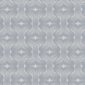 Interweaving lines textured elegant geometric with hexagons and diamonds -cool blue-grey, soft tonal blue - medium