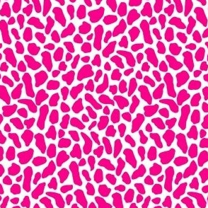 Small wild animal print, two color, hot pink on white ground.