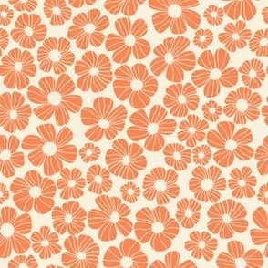 french country - little vintage blooms - sunset orange - 6x6 - Small Scale
