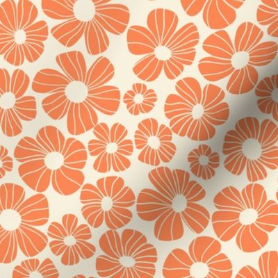 french country - little vintage blooms -  sunset orange -12x12 - Medium scale
