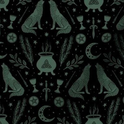 Witching Hour - Medium - Dark Night Black & Cool Rosemary Green - Magic Spells
