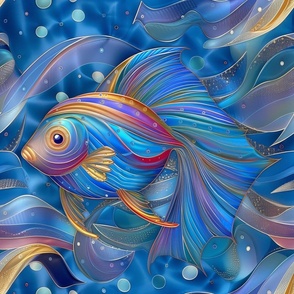 Large Rainbow Fish with Flowing Fins