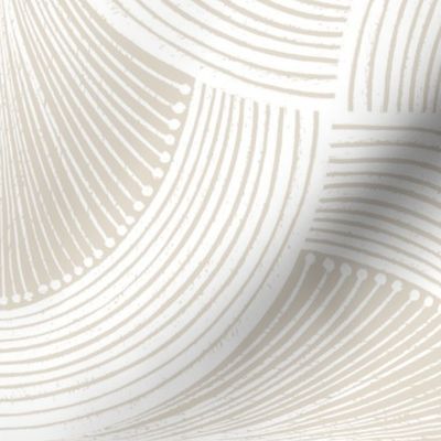 Nova - Clay Tan Beige White - Ogee Geometric Sea Shell Art Deco Pattern - Refined Bohemian - Soft Neutral Earth Tones - Monochrome - Maximalism - Large