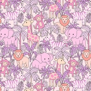 Baby Zoo Animals on Pink (Small Scale)