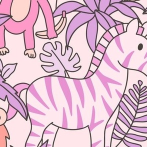 Baby Zoo Animals on Pink (Large Scale)