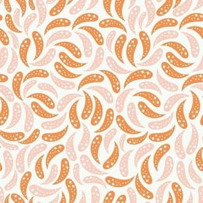 Retro Paisley (cream, orange & pink) SMALL / Retro / Vintage / Fall