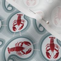 (M) Lobster Crustacean Paisley Coastal Wave and Stripes