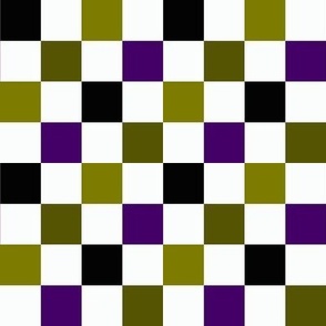 small Retro Color Checkers Olive Green Purple Black