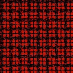 Textured Black on Red Plaid - Small - 1 inch repeat