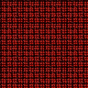 Textured Black on Red Plaid - Tiny Scale - 1/2 inch repeat