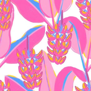 Tropical Leaves | Bananas | Pink and Yellow