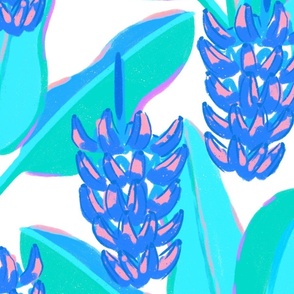 Tropical Leaves | Bananas | Blue and Pink