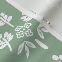 Jade Green Block Print Floral - Spring - Minimal 