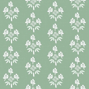 Jade Green  Block Print Floral - Spring - Minimal 