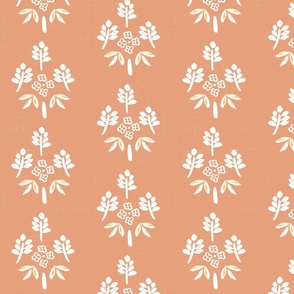 Tangerine Orange Block Print Floral - Minimal 
