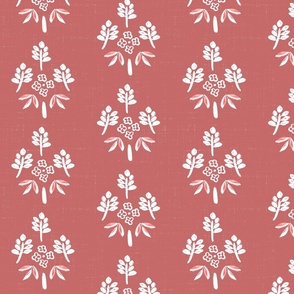 Vermillion Red Block Print Floral - Minimal 