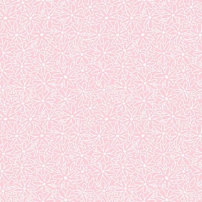 Small White Doodle Daisies on Pink