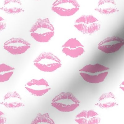 Medium Pink Kissy Lips on White