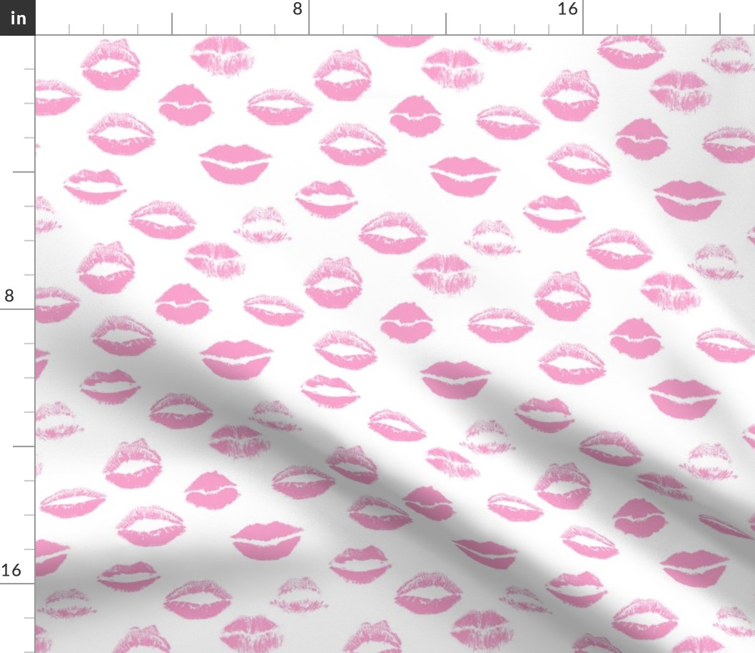 Medium Pink Kissy Lips on White
