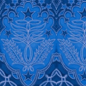 Western swing damask, denim blues