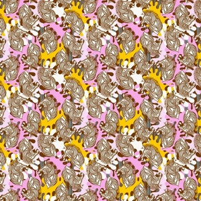 M|Cheerful Zebras in Vivid pink yellow abstract shapes: Playful Animal Design